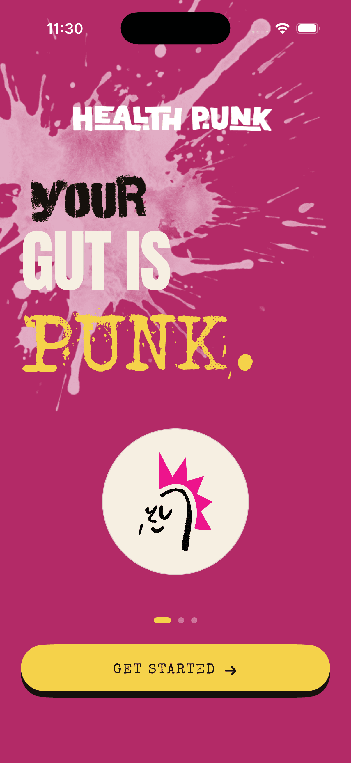 The Health Punk app on open: your gut is punk.